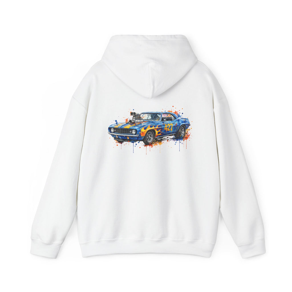 vintage blue camaro muscle car hoodie – Watercolor Graphic by 8Sydes Apparel