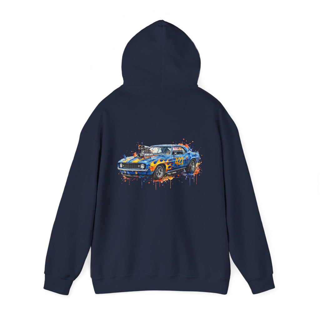 vintage blue camaro muscle car hoodie – Watercolor Graphic by 8Sydes Apparel