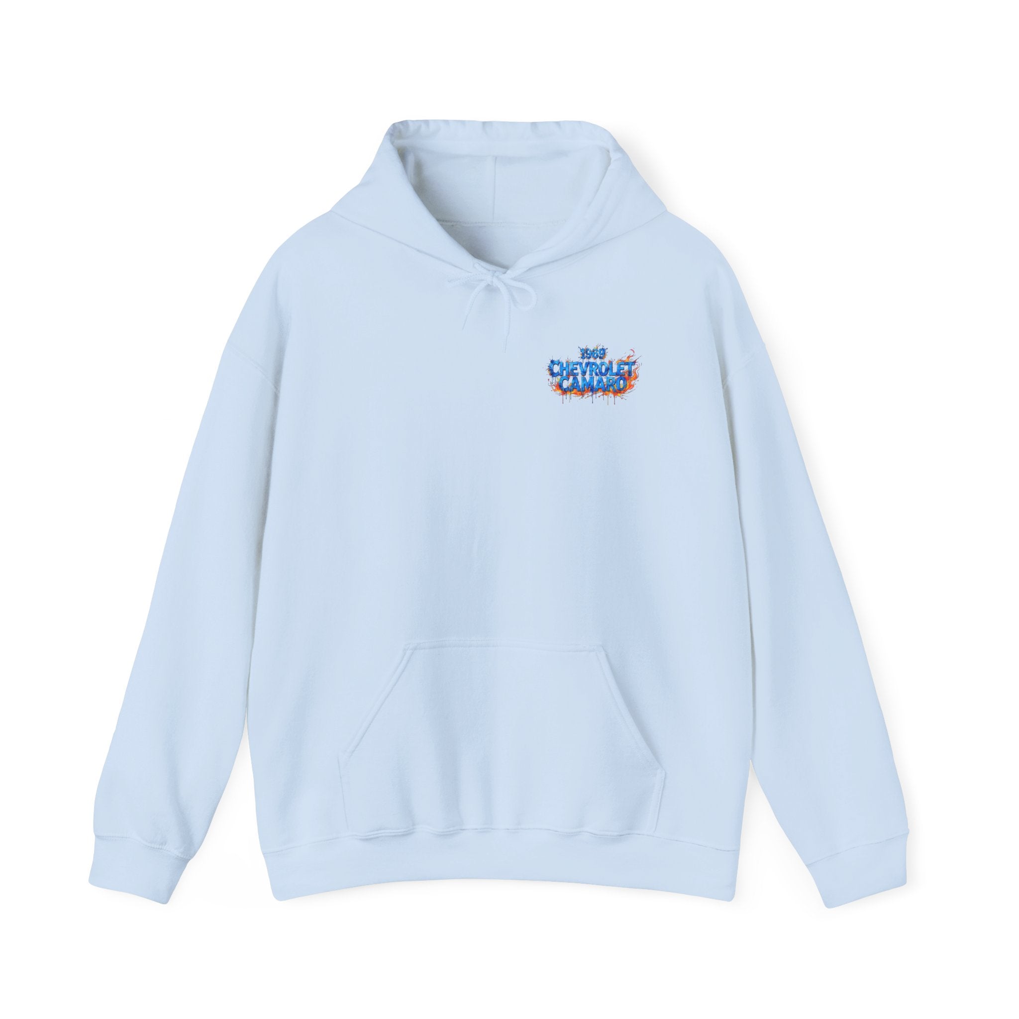 Vintage Blue Camaro Muscle Car Hoodie — Watercolor Graphic