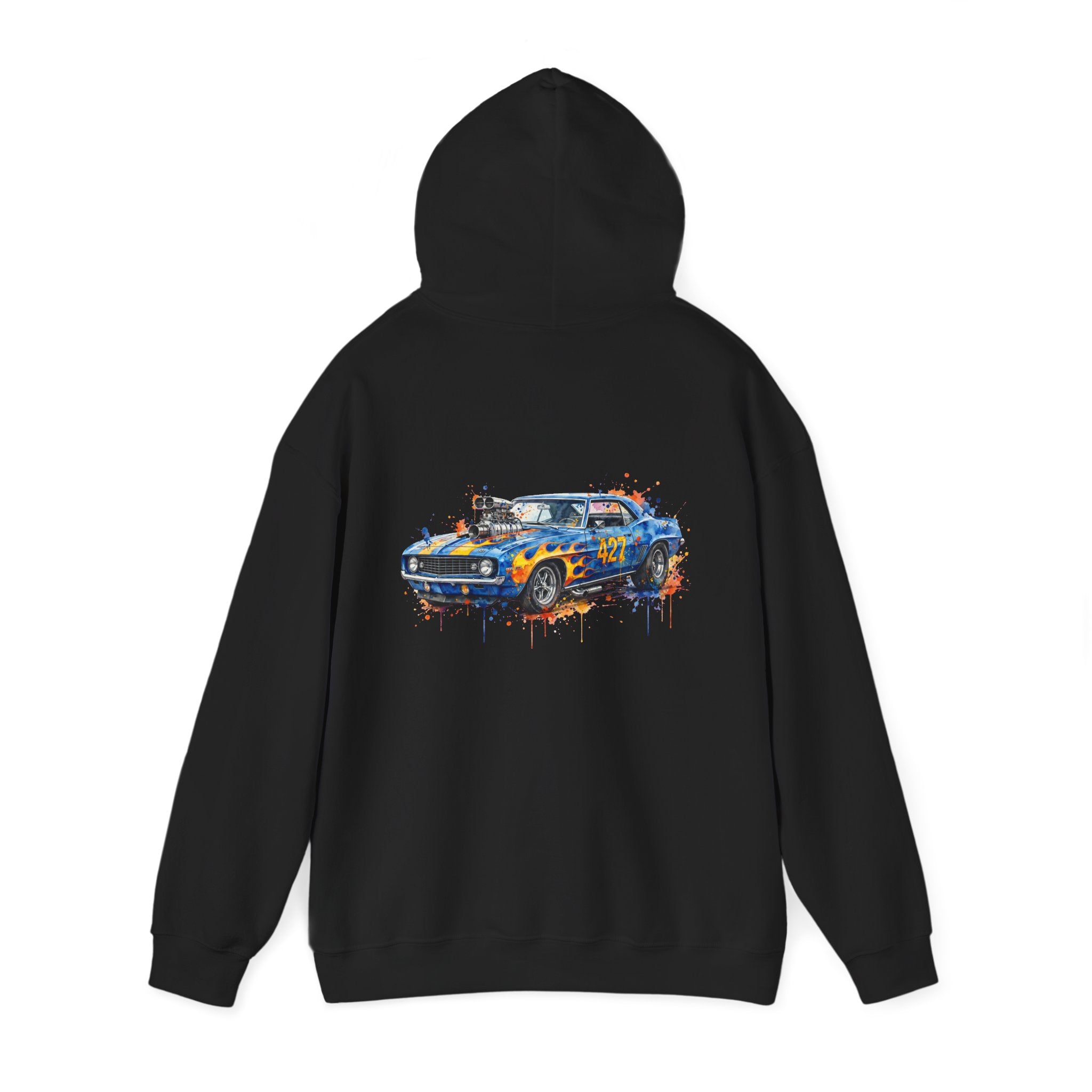 vintage blue camaro muscle car hoodie – Watercolor Graphic by 8Sydes Apparel