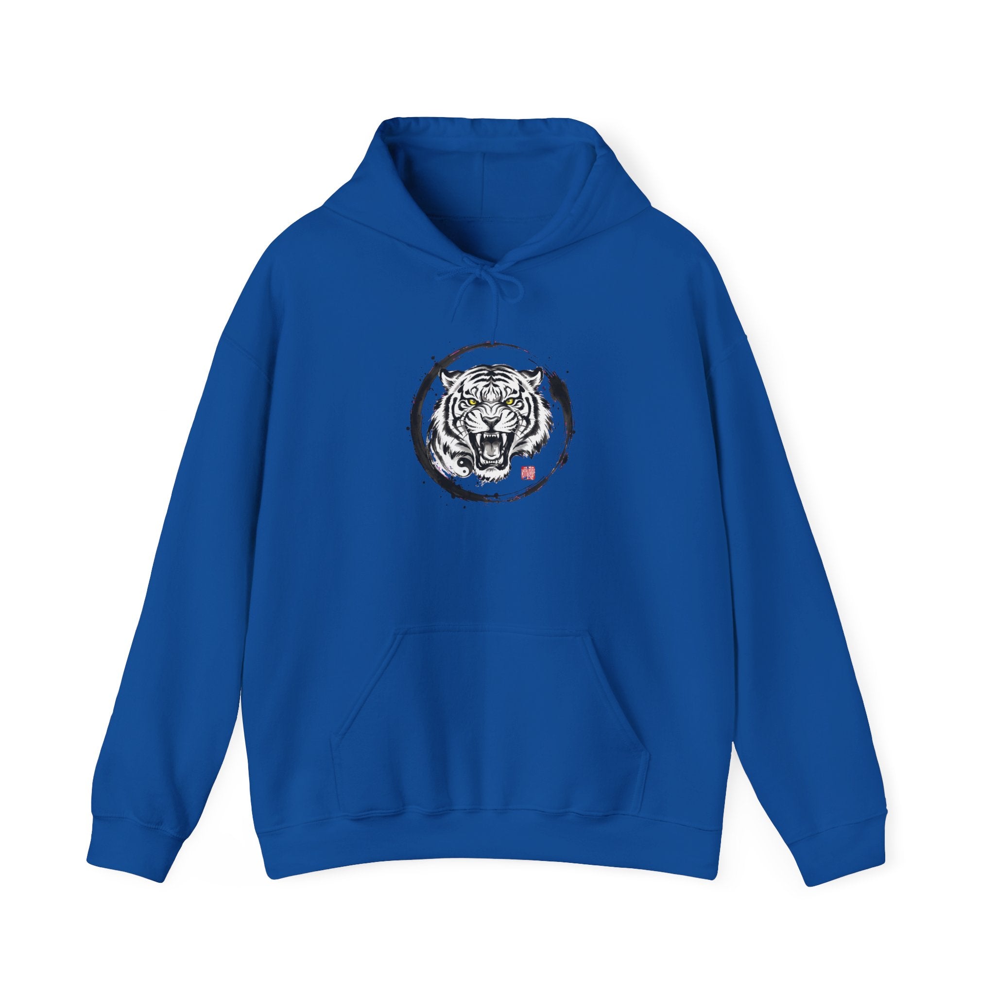Tiger Zen Hoodie – Ink Brush Tiger Design with Kanji Accent
