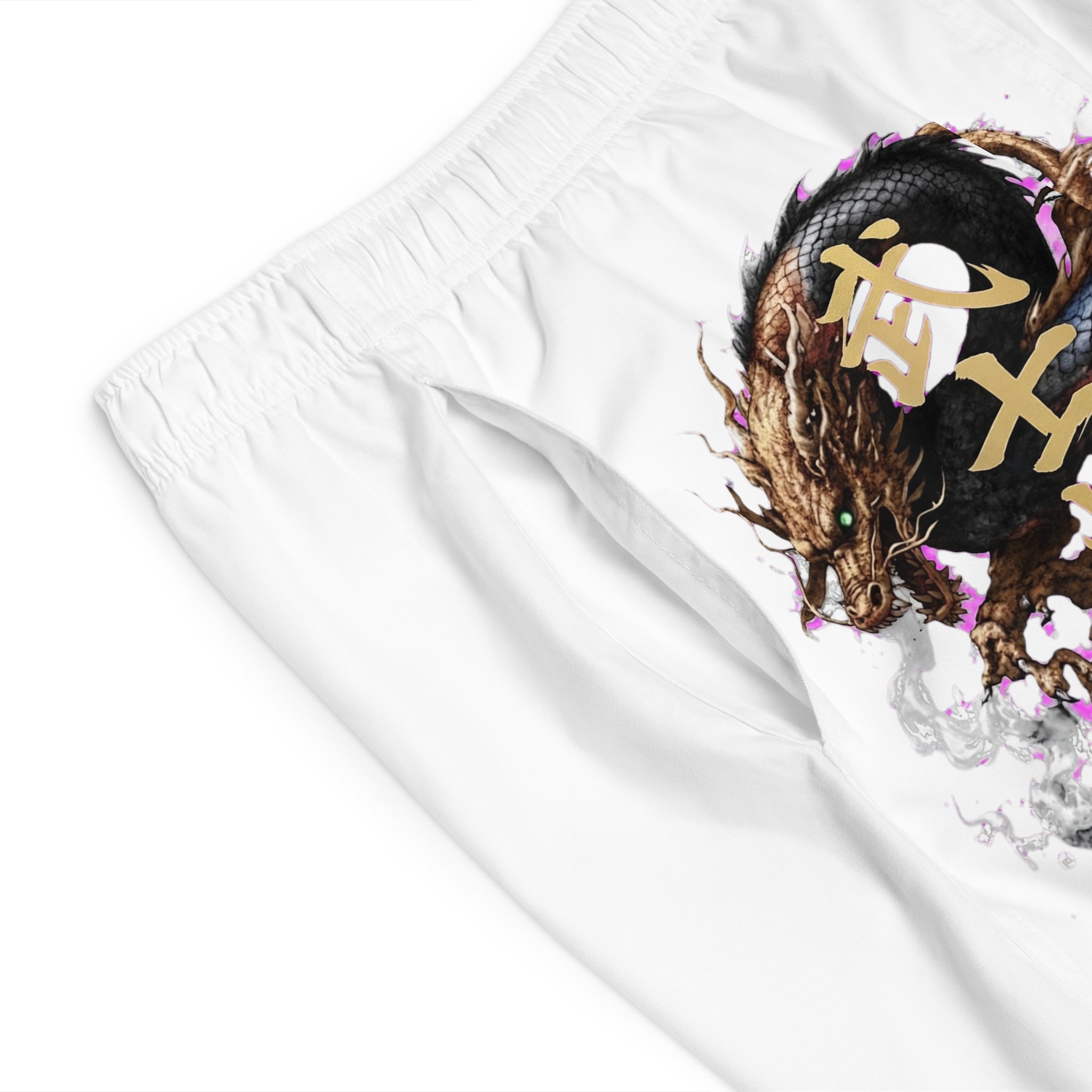 Unbreakable Dragon Board Shorts – Japanese Kanji Samurai Spirit Swim Trunks by 8Sydes Apparel