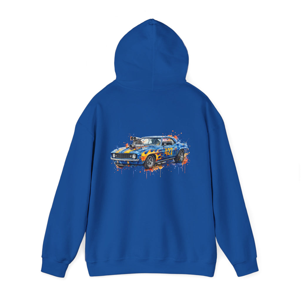 vintage blue camaro muscle car hoodie – Watercolor Graphic by 8Sydes Apparel
