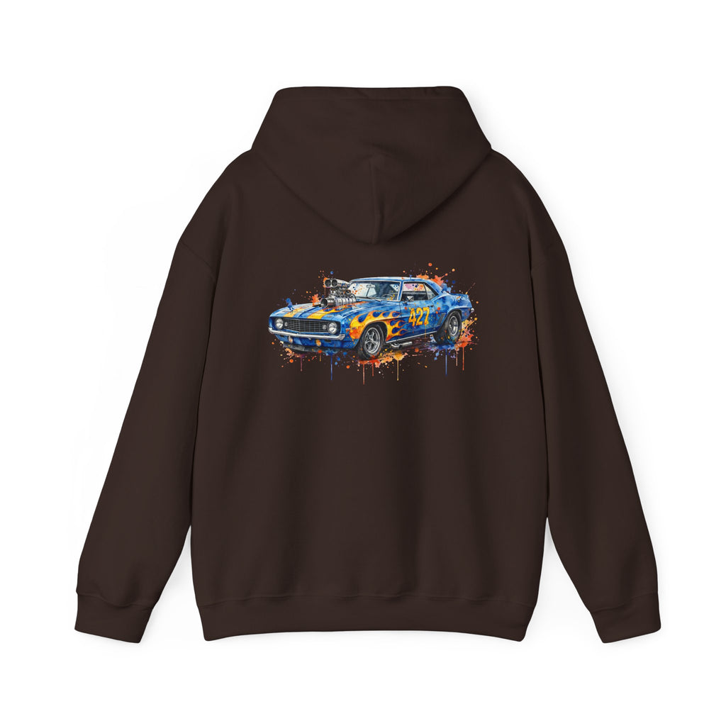 vintage blue camaro muscle car hoodie – Watercolor Graphic by 8Sydes Apparel
