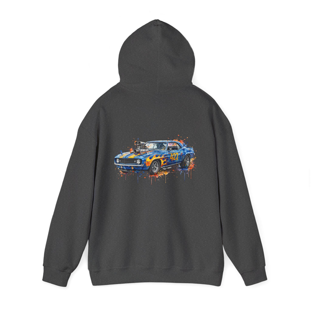 vintage blue camaro muscle car hoodie – Watercolor Graphic by 8Sydes Apparel