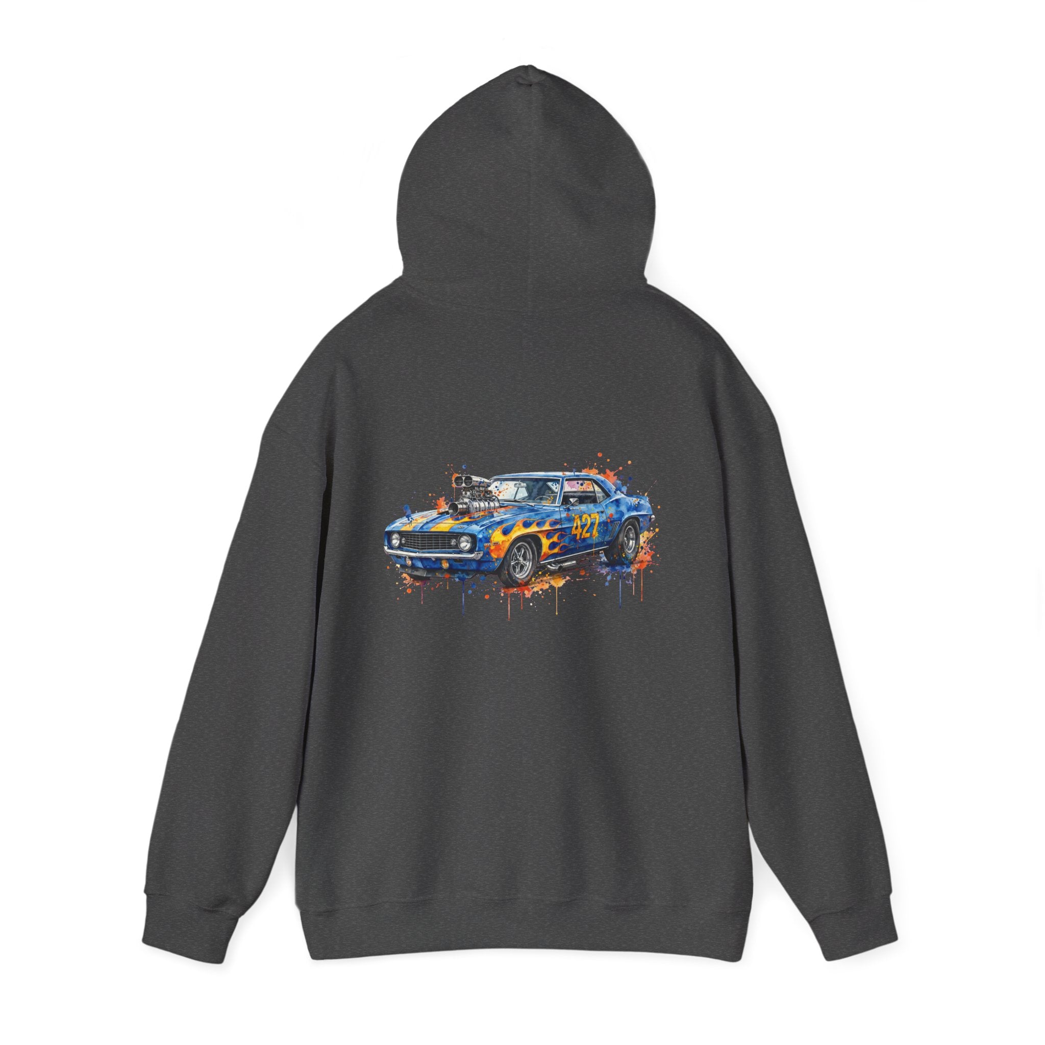 vintage blue camaro muscle car hoodie – Watercolor Graphic by 8Sydes Apparel