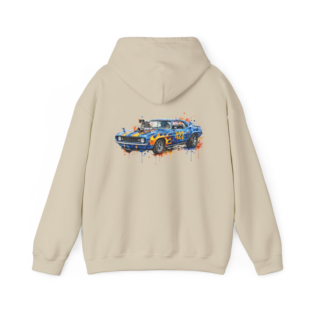 vintage blue camaro muscle car hoodie – Watercolor Graphic by 8Sydes Apparel