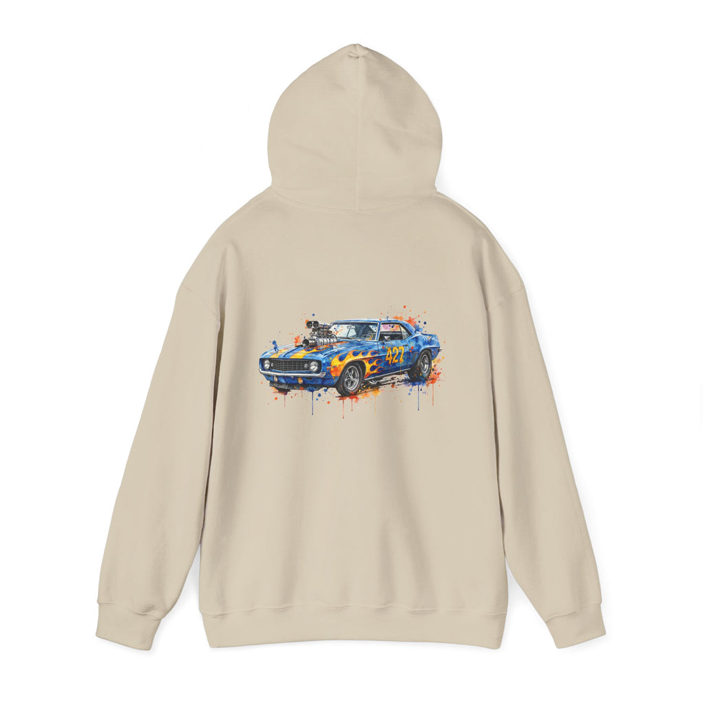 vintage blue camaro muscle car hoodie – Watercolor Graphic by 8Sydes Apparel