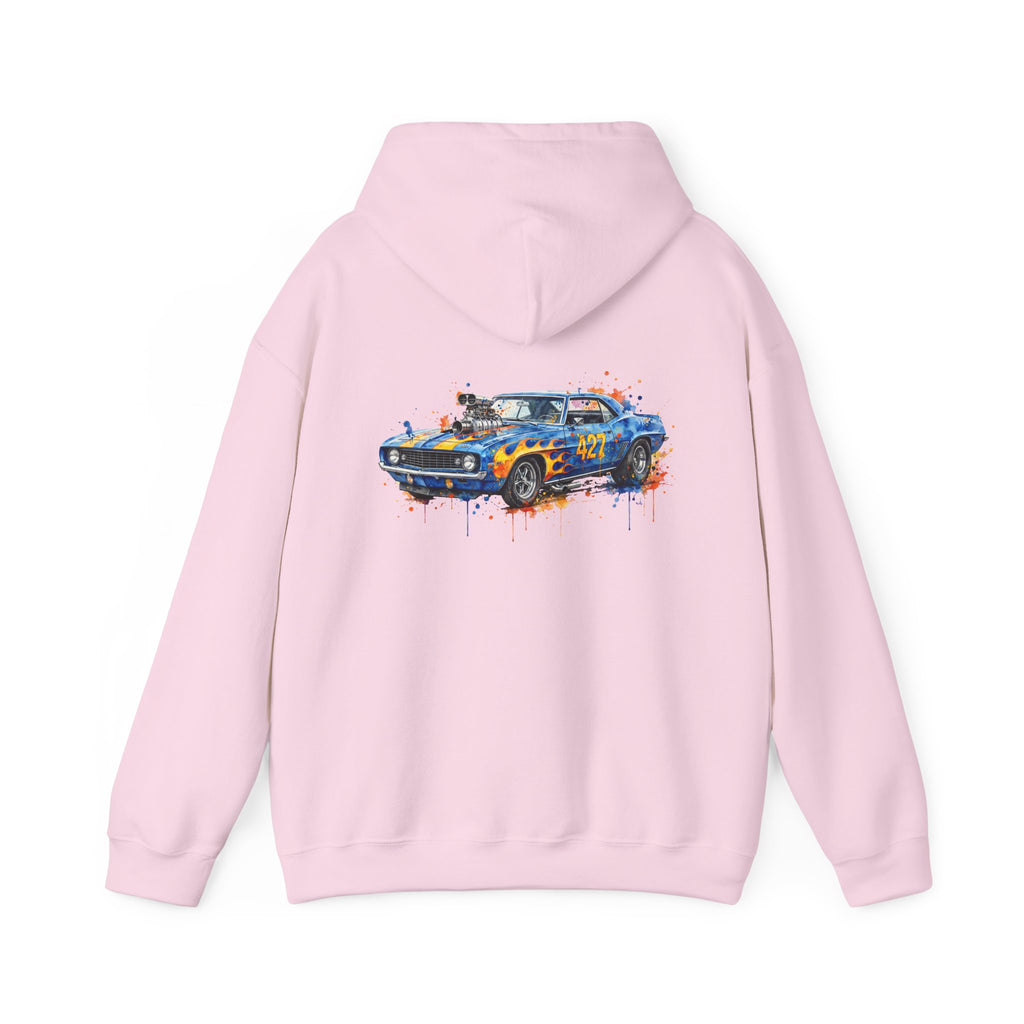 vintage blue camaro muscle car hoodie – Watercolor Graphic by 8Sydes Apparel