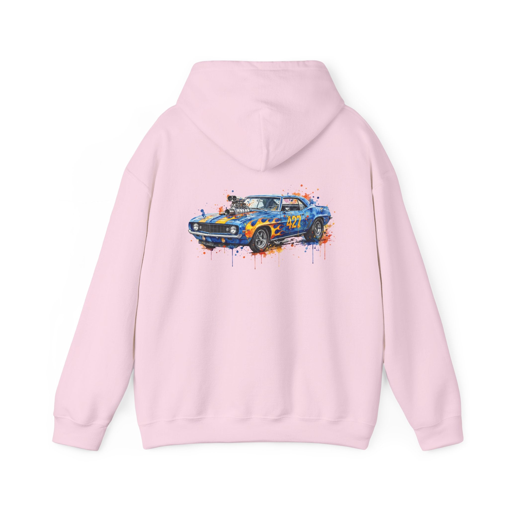 vintage blue camaro muscle car hoodie – Watercolor Graphic by 8Sydes Apparel