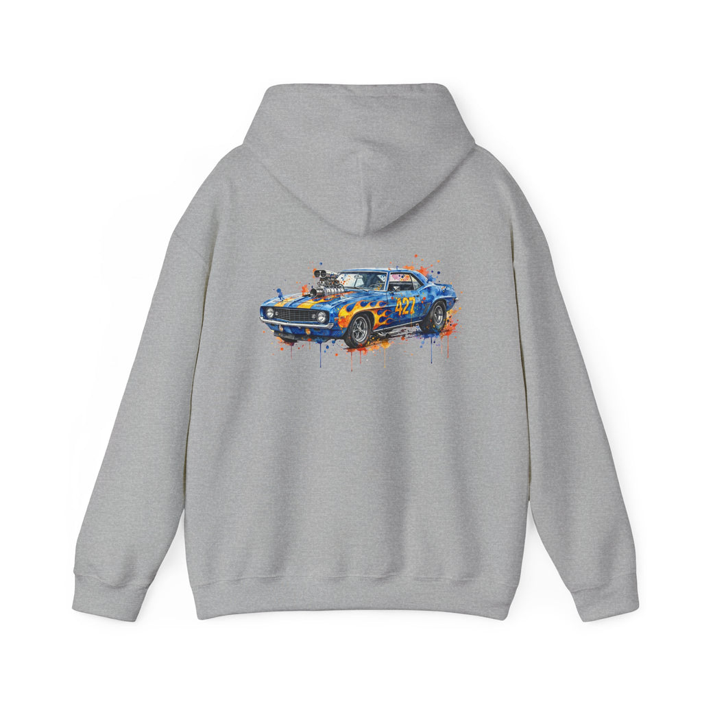 vintage blue camaro muscle car hoodie – Watercolor Graphic by 8Sydes Apparel