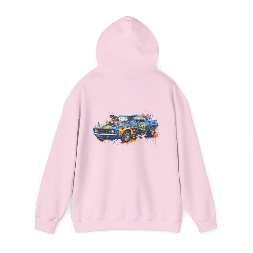 vintage blue camaro muscle car hoodie – Watercolor Graphic by 8Sydes Apparel