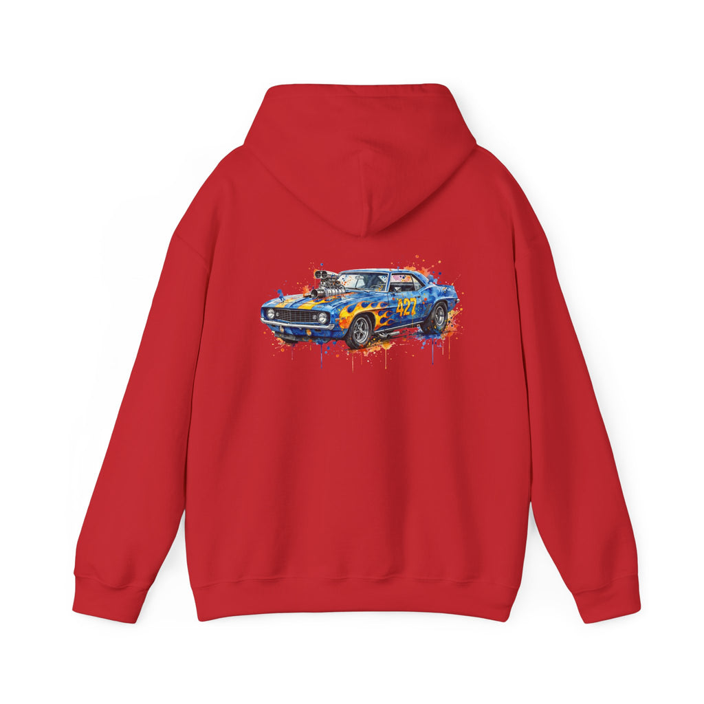 vintage blue camaro muscle car hoodie – Watercolor Graphic by 8Sydes Apparel