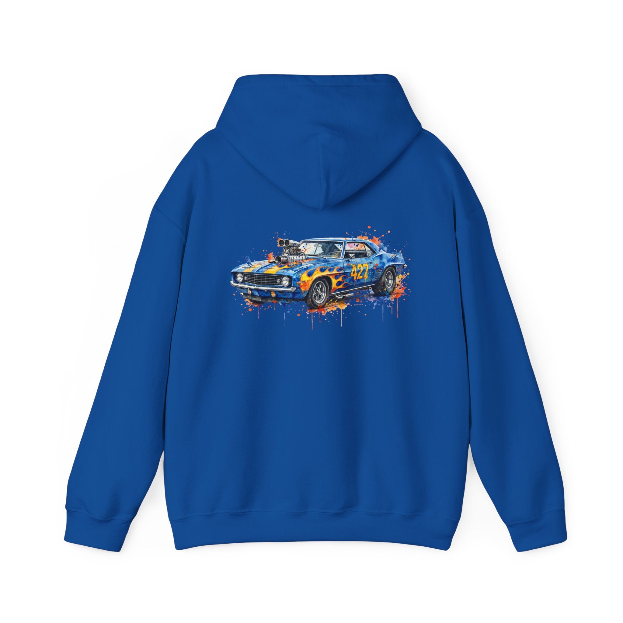 vintage blue camaro muscle car hoodie – Watercolor Graphic by 8Sydes Apparel