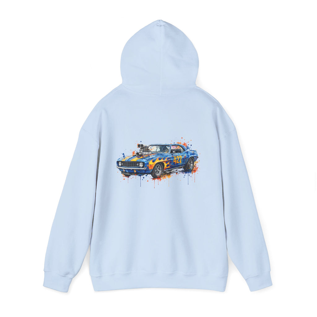 vintage blue camaro muscle car hoodie – Watercolor Graphic by 8Sydes Apparel