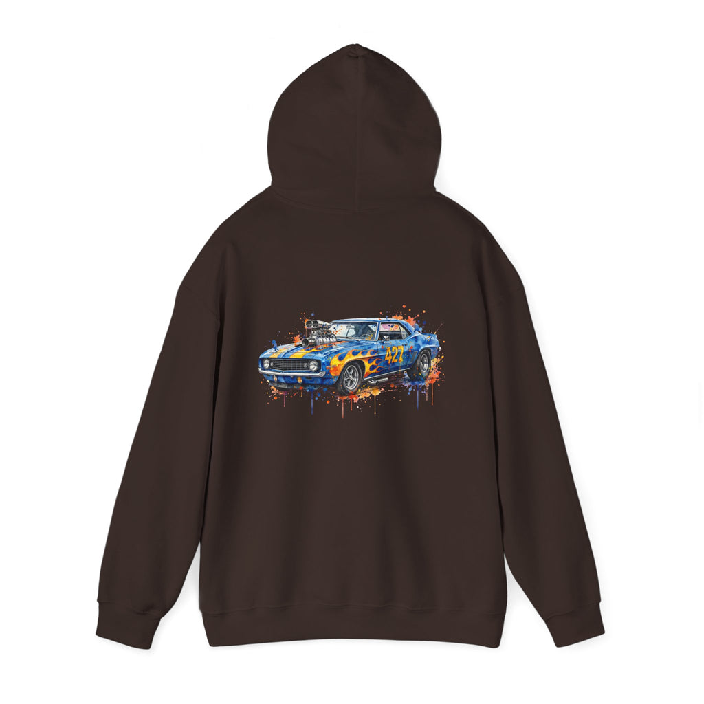 vintage blue camaro muscle car hoodie – Watercolor Graphic by 8Sydes Apparel