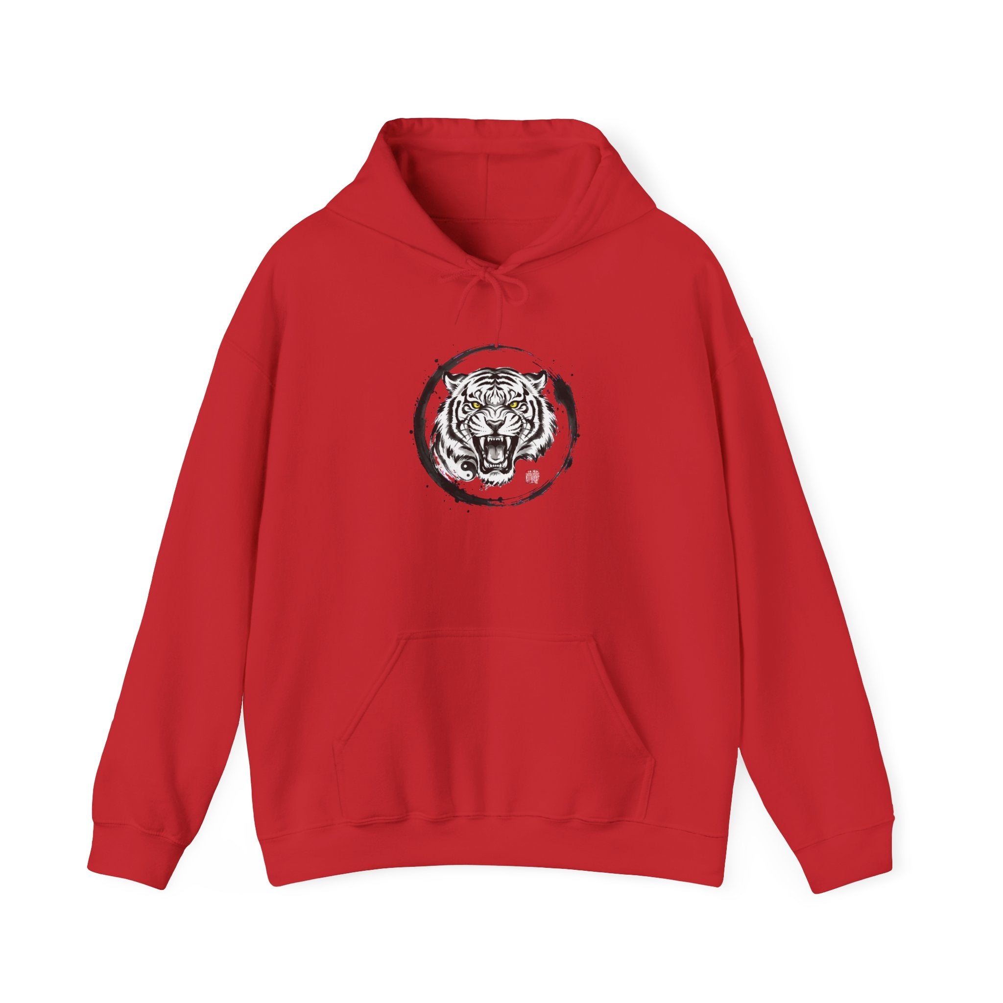 Tiger Zen Hoodie – Ink Brush Tiger Design with Kanji Accent