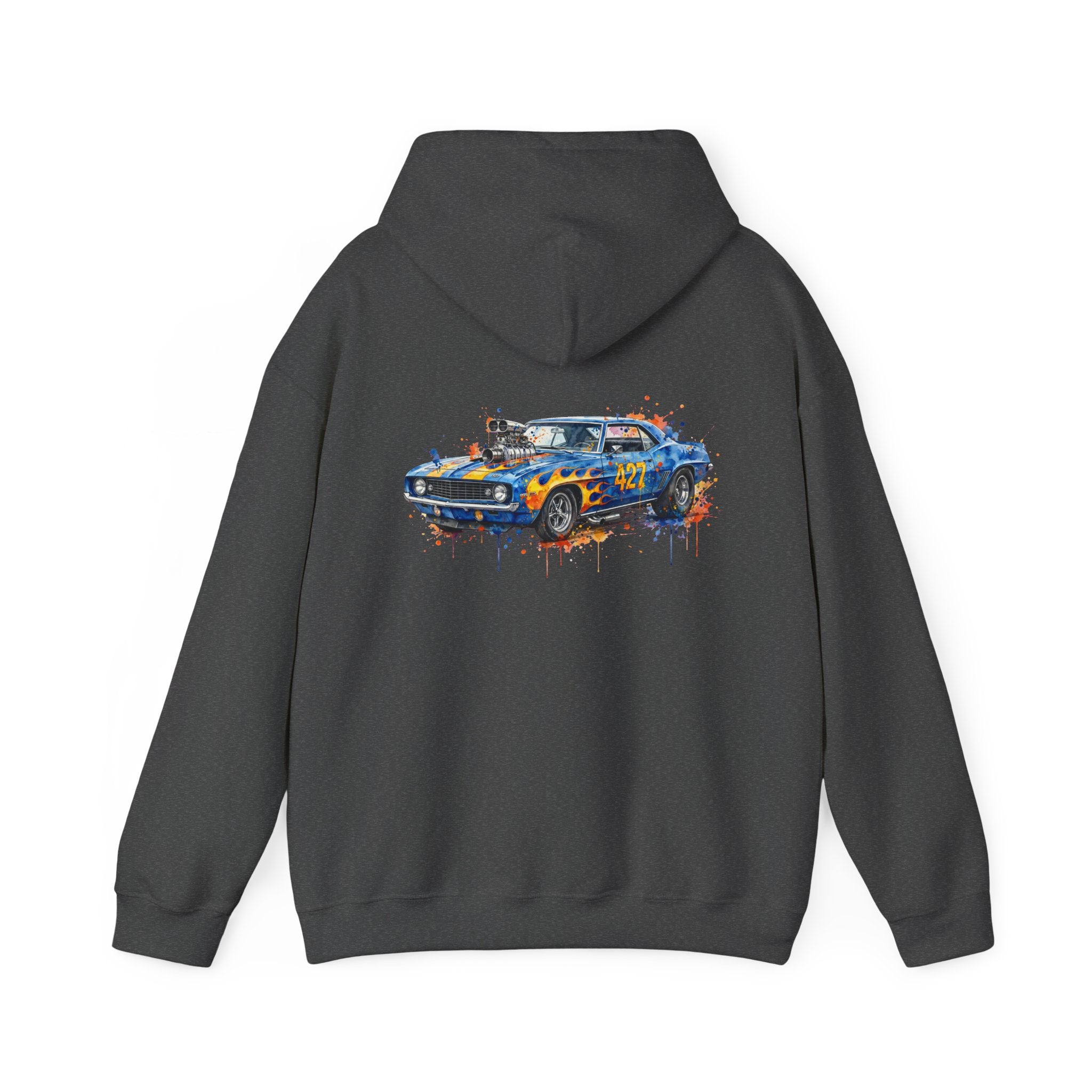 vintage blue camaro muscle car hoodie – Watercolor Graphic by 8Sydes Apparel