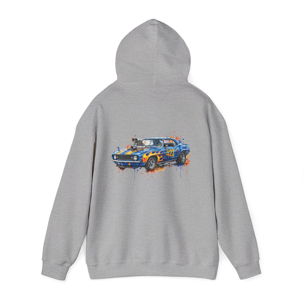 vintage blue camaro muscle car hoodie – Watercolor Graphic by 8Sydes Apparel