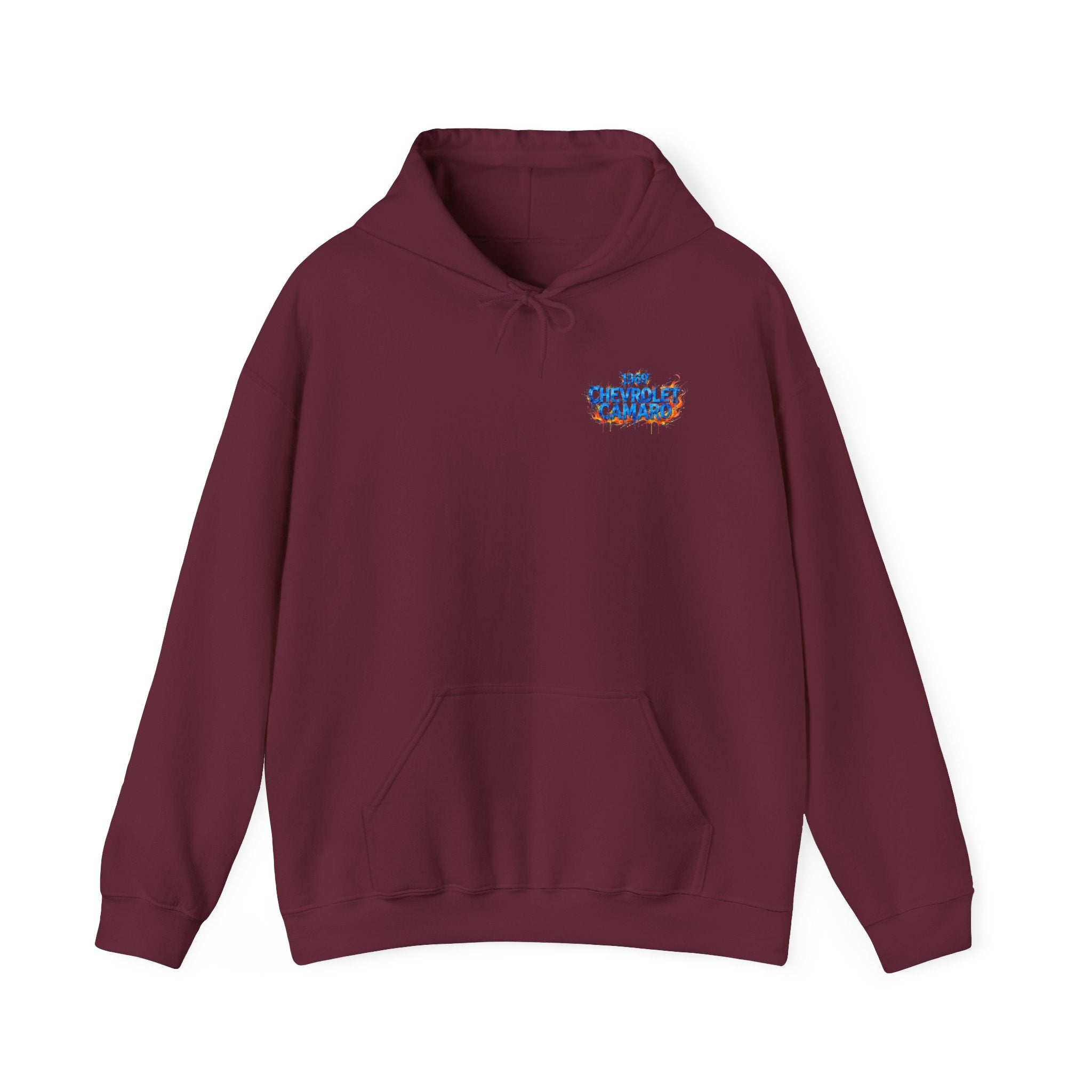 Vintage Blue Camaro Muscle Car Hoodie — Watercolor Graphic