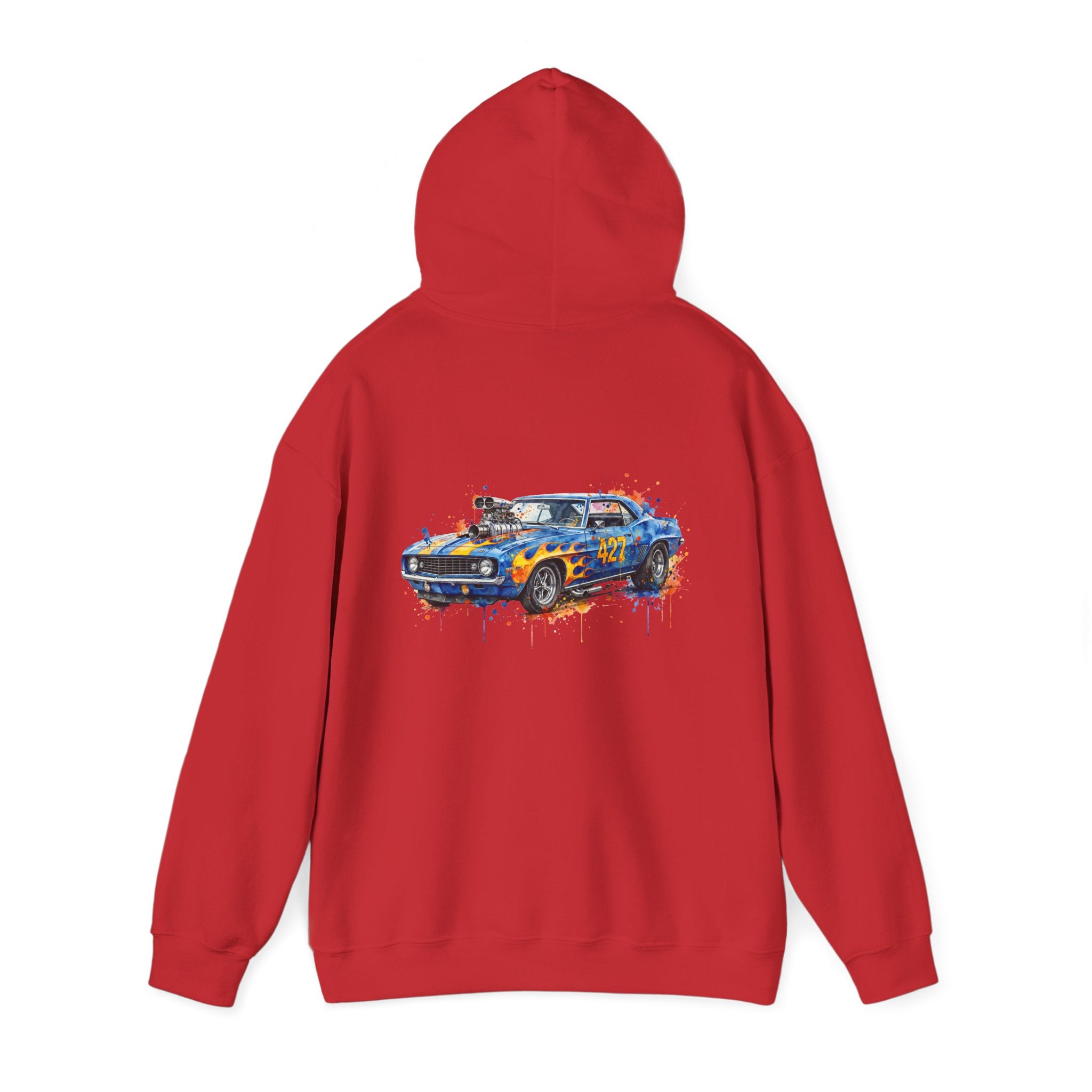 vintage blue camaro muscle car hoodie – Watercolor Graphic by 8Sydes Apparel