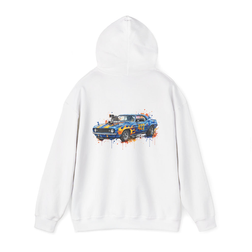 vintage blue camaro muscle car hoodie – Watercolor Graphic by 8Sydes Apparel