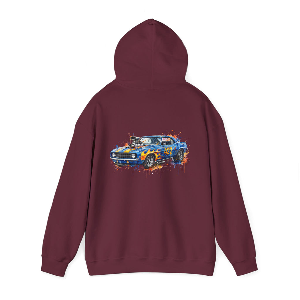 vintage blue camaro muscle car hoodie – Watercolor Graphic by 8Sydes Apparel